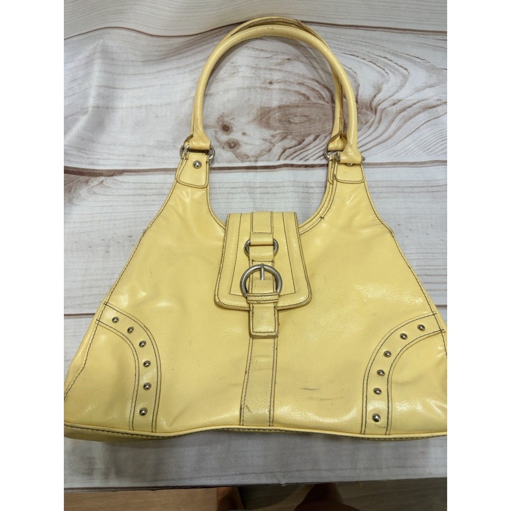 Y2K St John's Bay Yellow Studded Buckle Shoulder Bag Retro McBling Purse